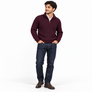 the burgundy marl half zip knit 1