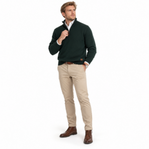 Home Page the forest green half zip cotton knit 1