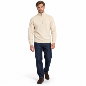 the ivory ring pull half zip knit 1